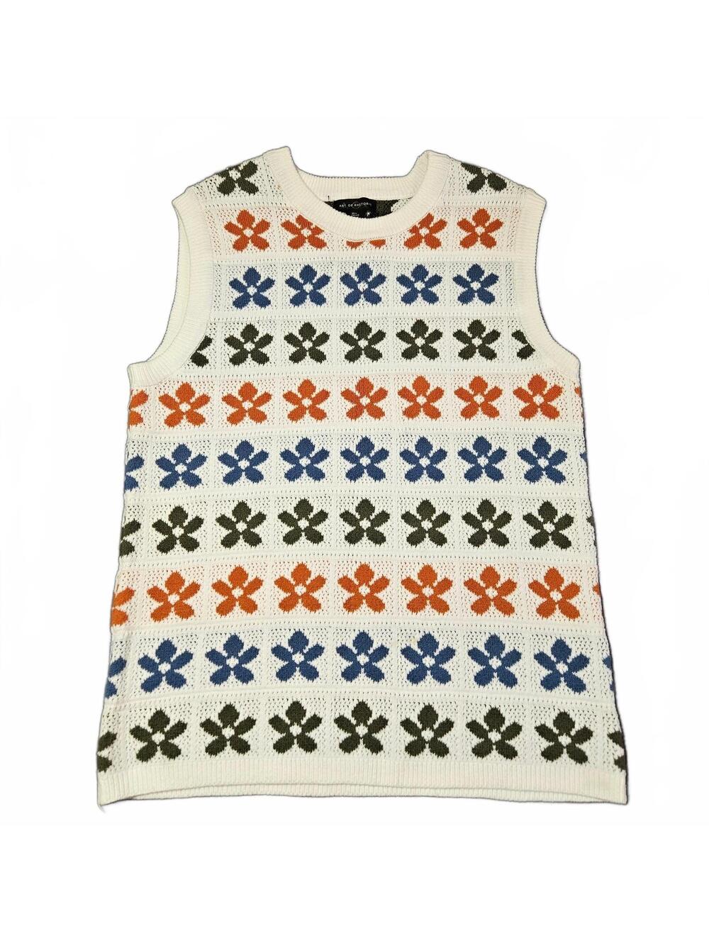 Art of Rhetoric Women's Size L Multi Color Floral Knit Vest New Cottagecore Boho